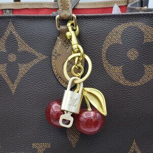 Authentic Louis Vuitton Lock & Key with Unbranded Apple Charm, Keychain